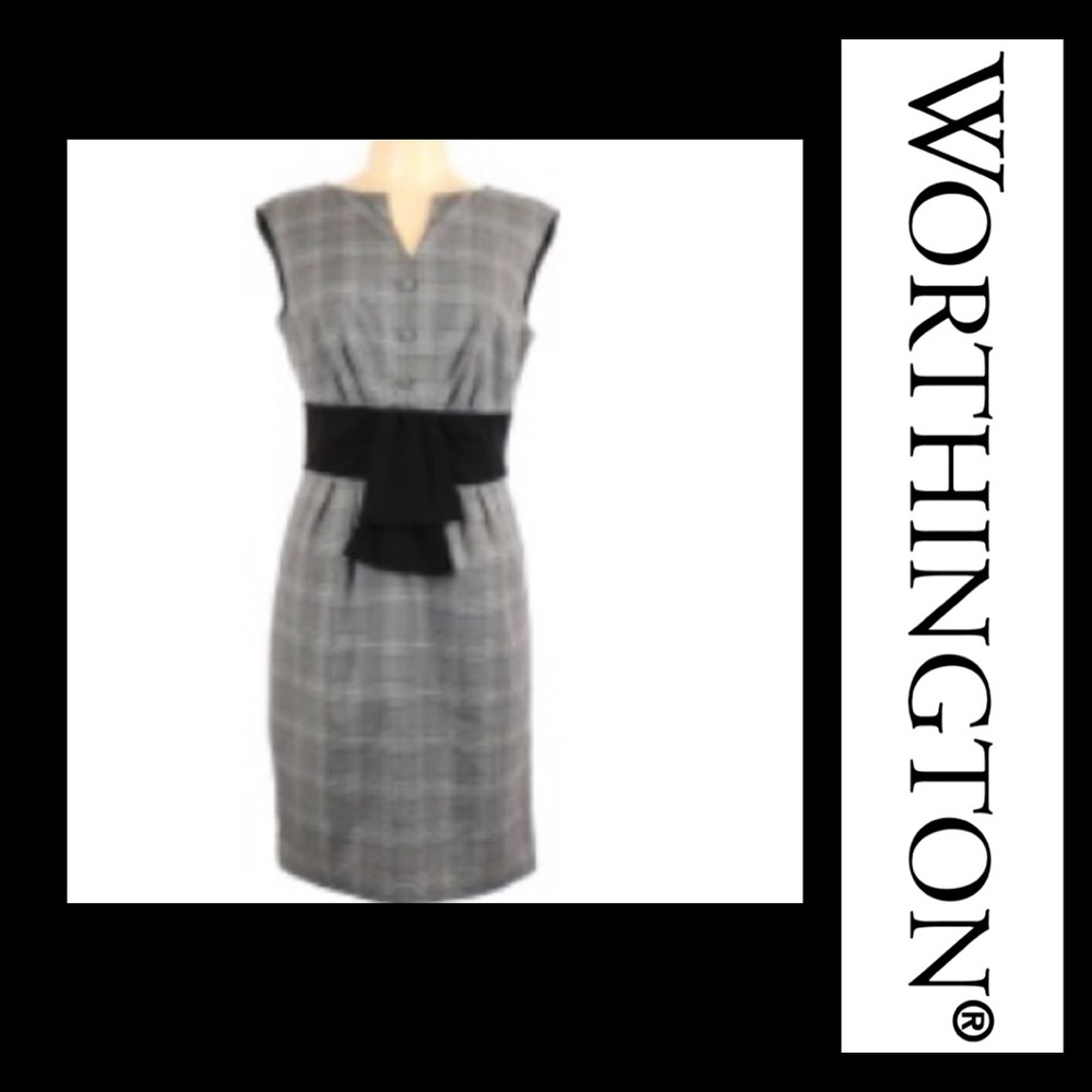 Worthington Black & White Plaid Sheath Dress